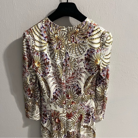 Roberto Cavalli Just Cavalli Printed Long Sleeve Mesh Dress Shoulder Slits US 2 - Picture 8 of 16
